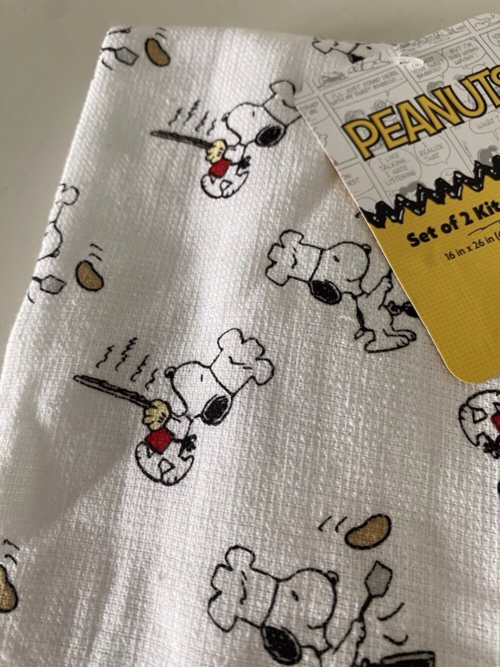 2 Pk Peanuts Snoopy Chef Cooking Cotton Kitchen Towels 16 X 26” NEW - Picture 3 of 15